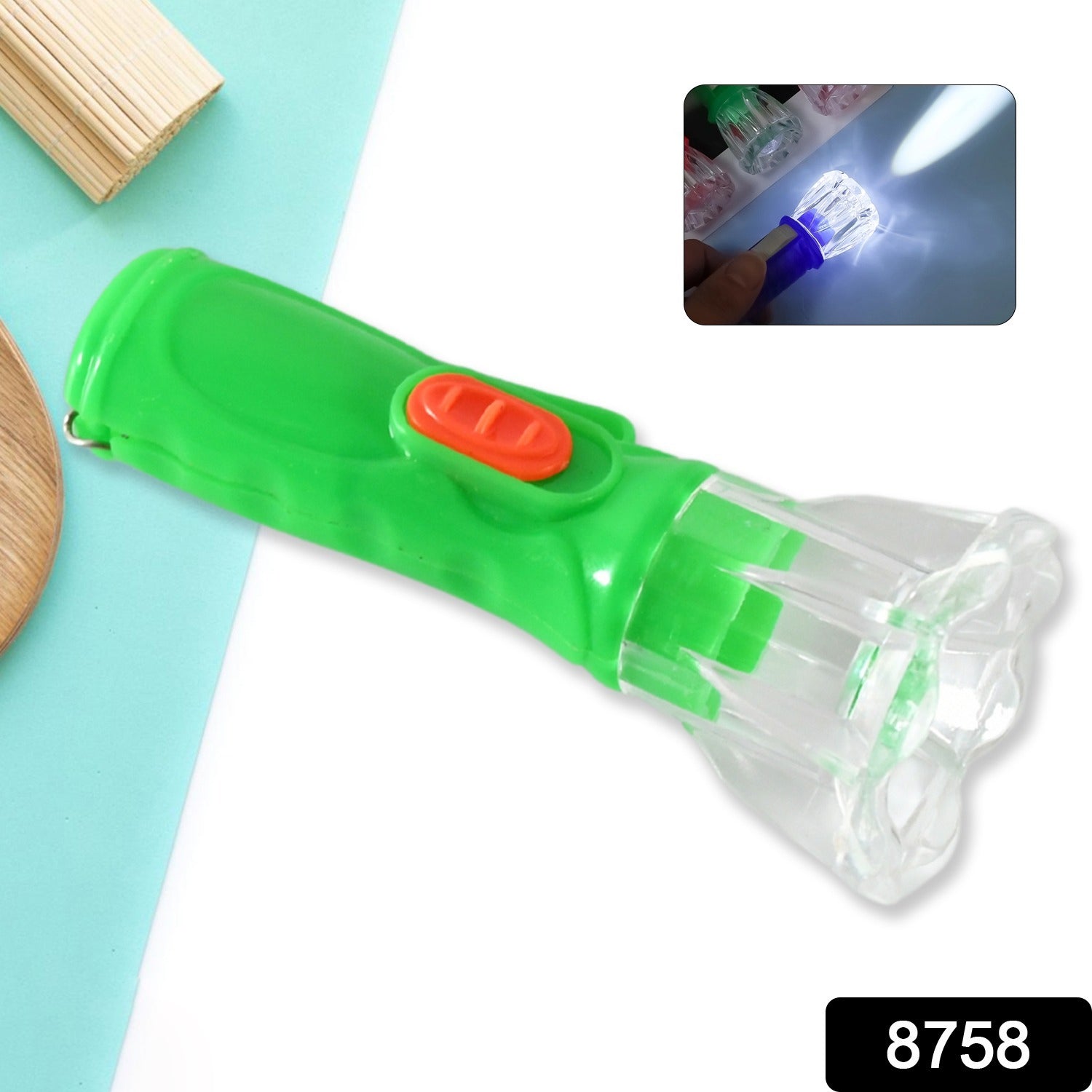 Multiple colorful Kids LED Torch flashlights displayed together.
