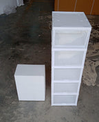 A fully loaded 5-layer storage cart holding various household items, showcasing its capacity.