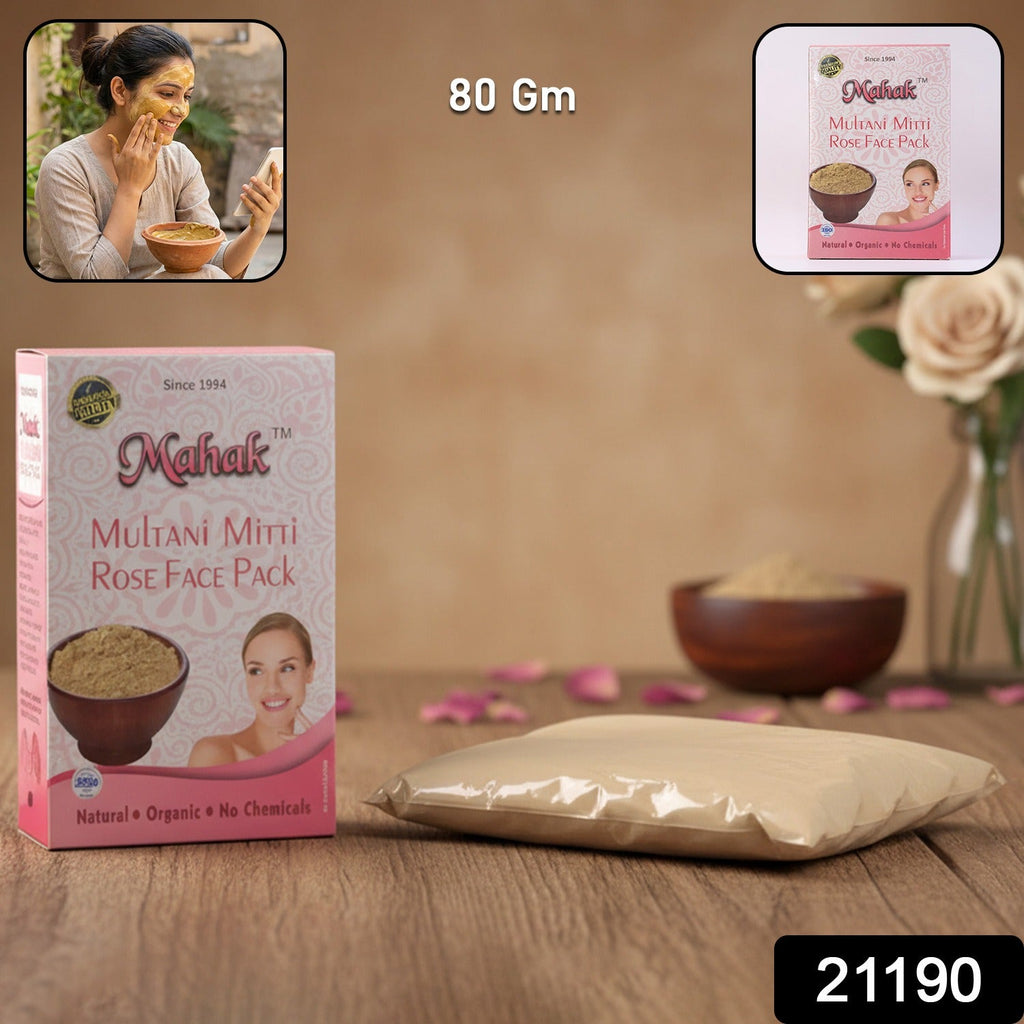 Multani Mitti and Rose herbal face pack for deep cleansing and refreshment