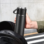 Travel-friendly Stainless Steel Vacuum Flask set, including a convenient cleaning sponge brush.