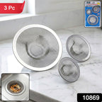 Close-up of stainless steel fine mesh sink drain filter to prevent clogging