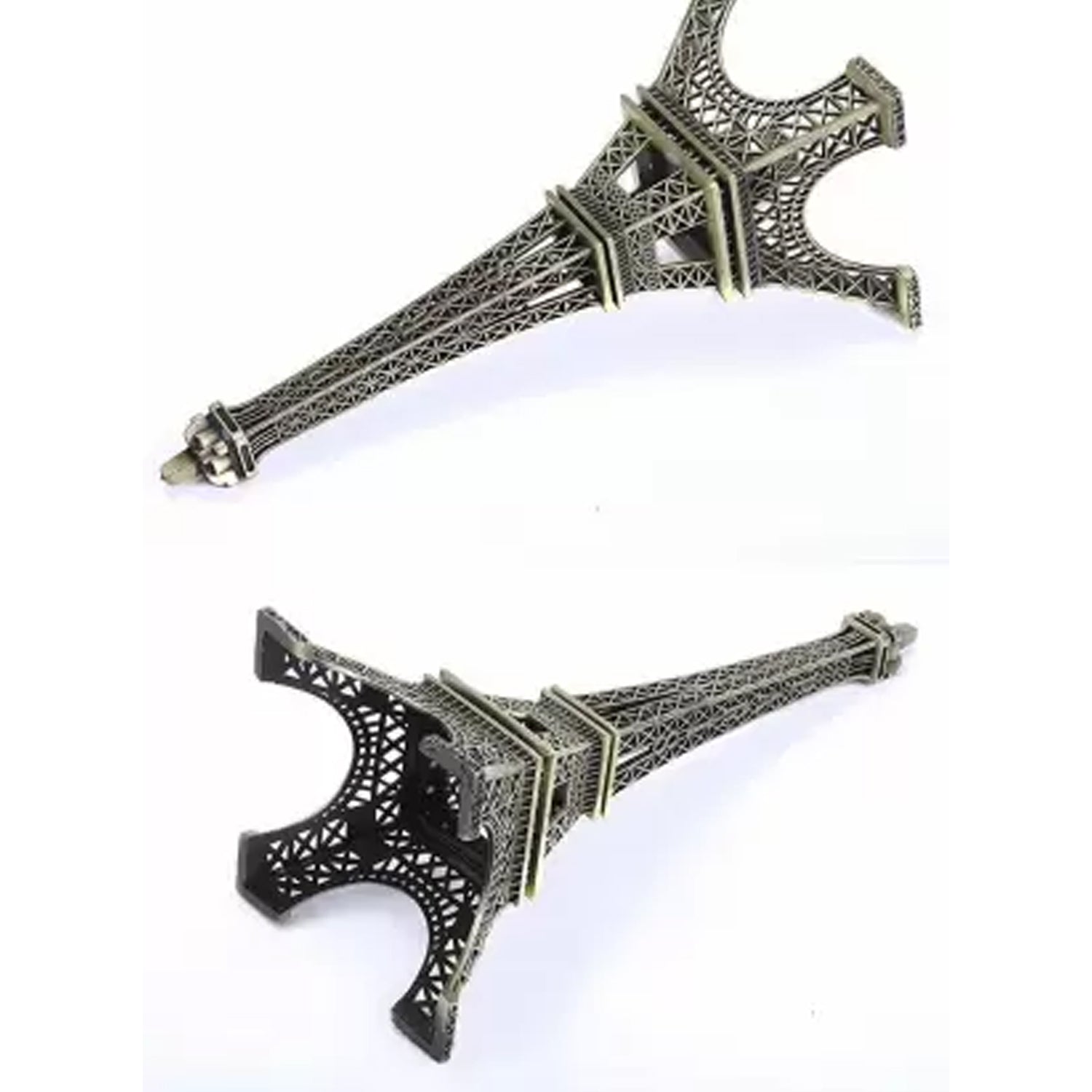 Bottom view of the detailed Paris Eiffel Tower metal craft.