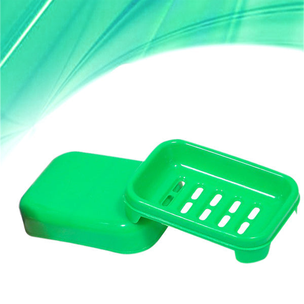 A clean white covered plastic soap case, designed for bathroom use.