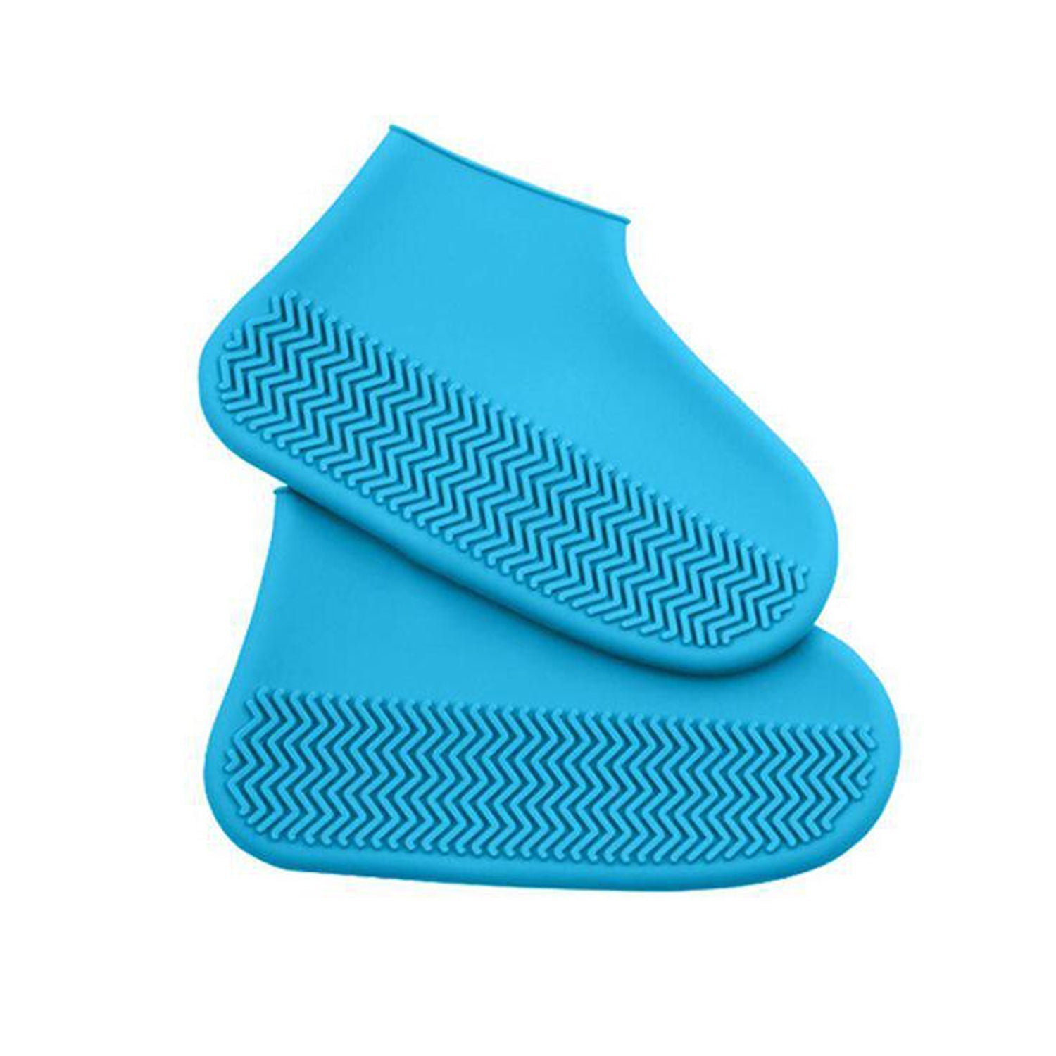 Silicone shoe covers neatly folded, highlighting their compact and portable nature.