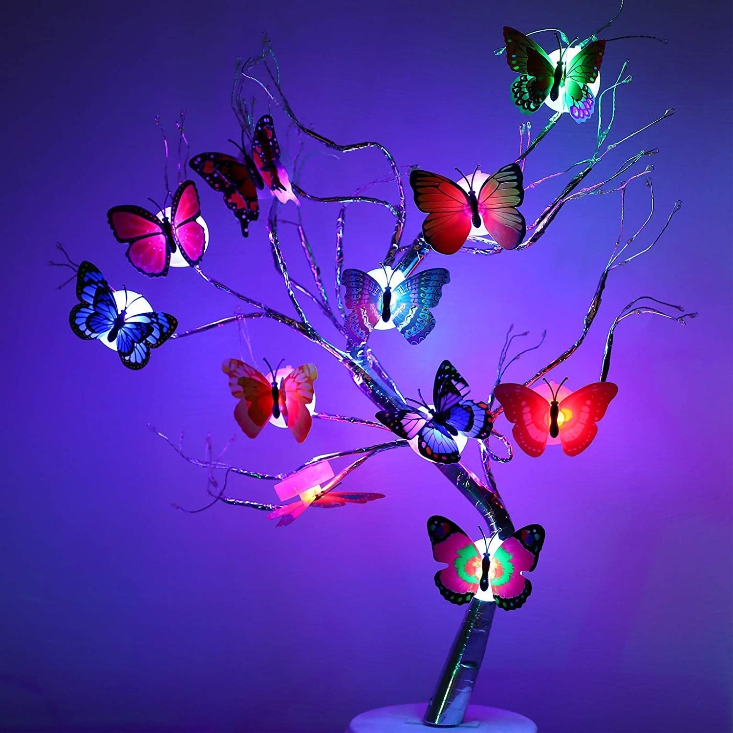 Butterfly 3D Illusion Night Lamp glowing warmly with multicolor LEDs