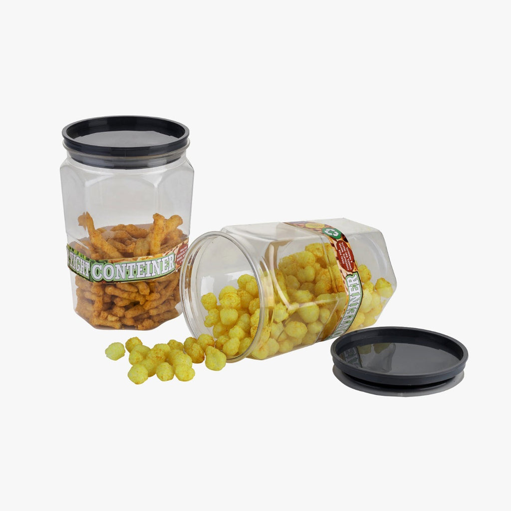 Six stackable containers for efficient dry food storage in the kitchen.