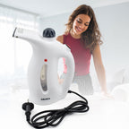 User enjoying a relaxing facial steam session at home, highlighting the device's ease of use.