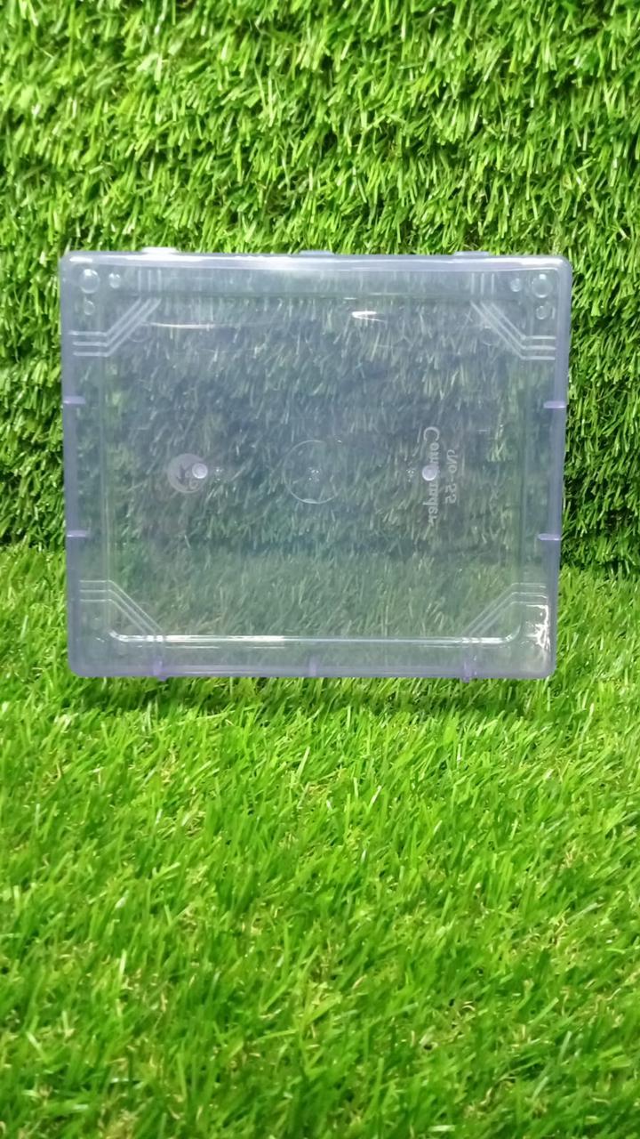 Overhead view of the empty plastic storage box, highlighting its spacious interior.