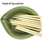 High-quality natural bamboo skewers displayed up close, highlighting texture.