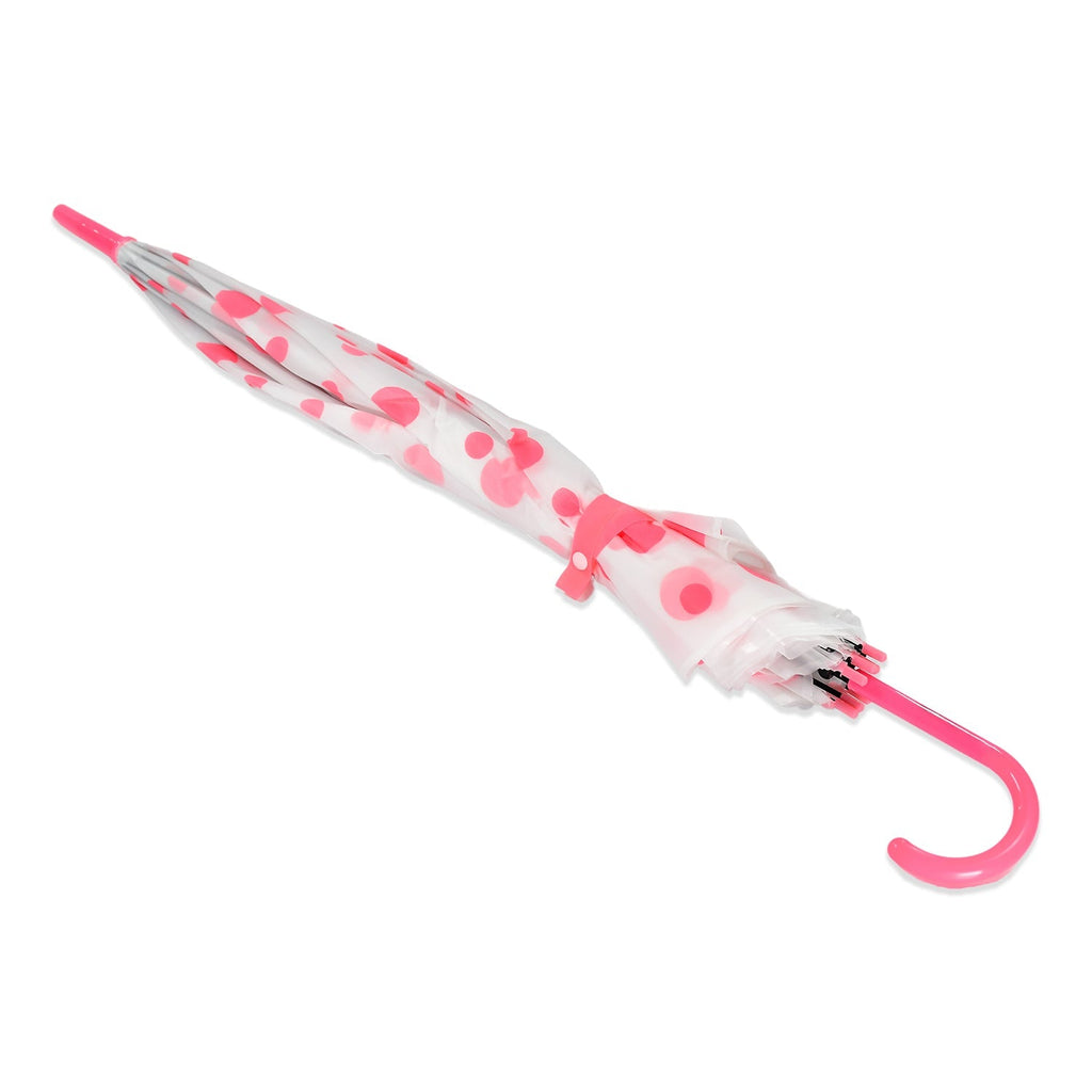 Compact and lightweight dot printed umbrella, perfect for travel.