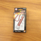 Compact 4-in-1 laser pointer tool displayed next to a metal keychain.