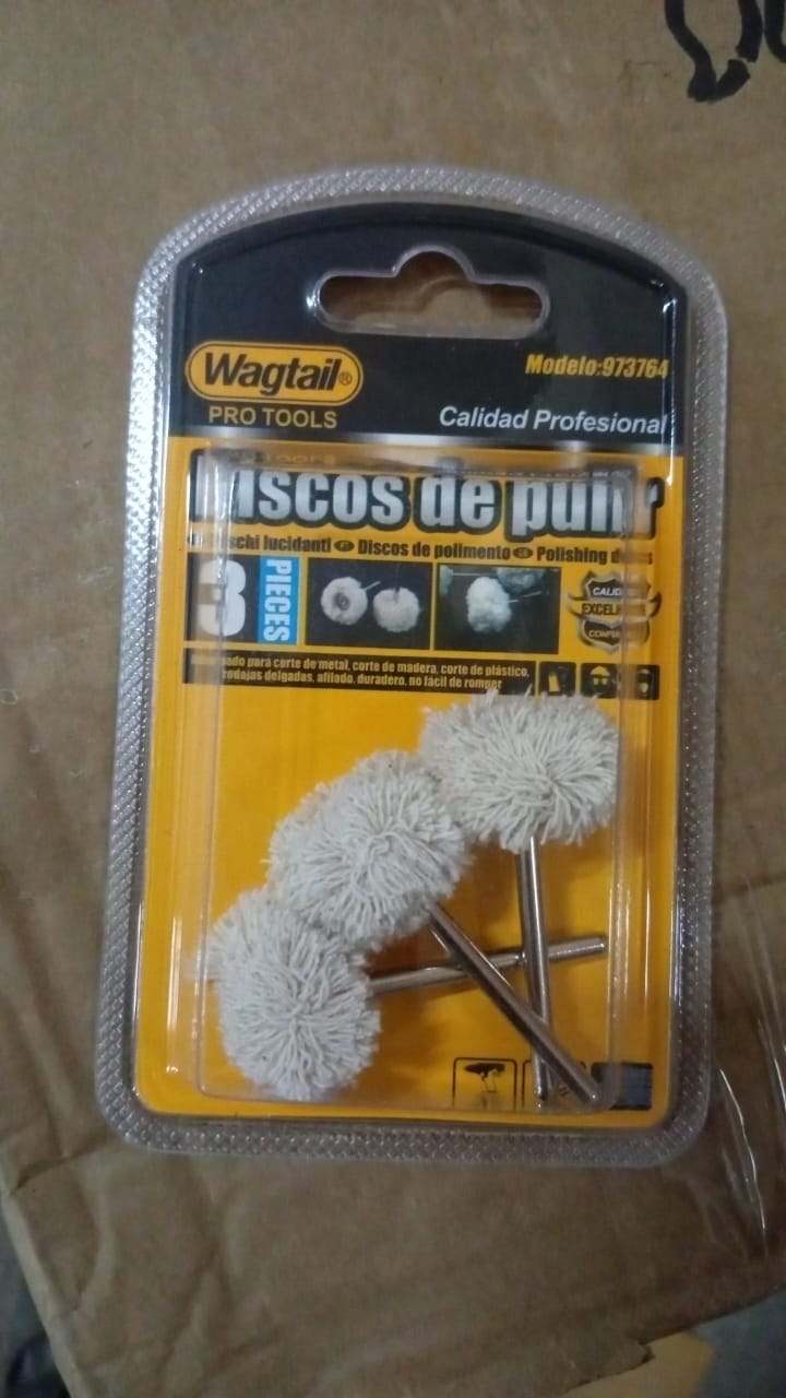 The complete cotton polishing wheel set displayed alongside compatible rotary tools.