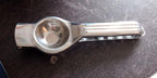 Top-down view of the high-quality stainless steel lemon squeezer.