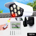 AutoSafeo solar security camera light, motion sensor, on an outdoor wall.