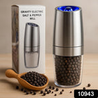 Close-up of electric pepper grinder with LED light for precise seasoning