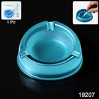 Round heavy-duty plastic ashtray designed for stable ash containment