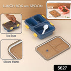 Open kids lunch box showing three separate compartments for meals.