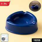 Heavy-duty dark blue plastic ashtray showing durable thickness