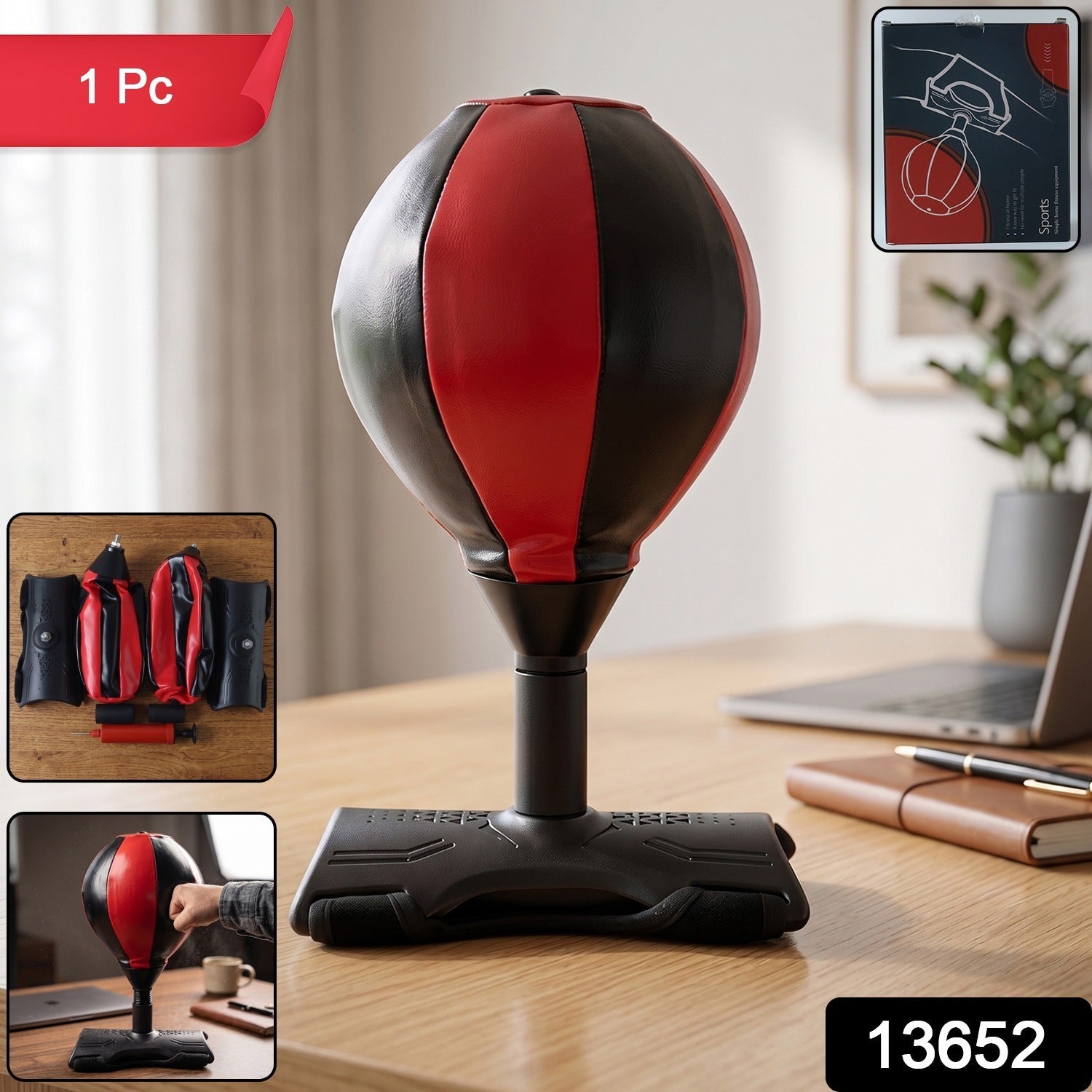 Portable inflatable punching bag with air pump for easy setup
