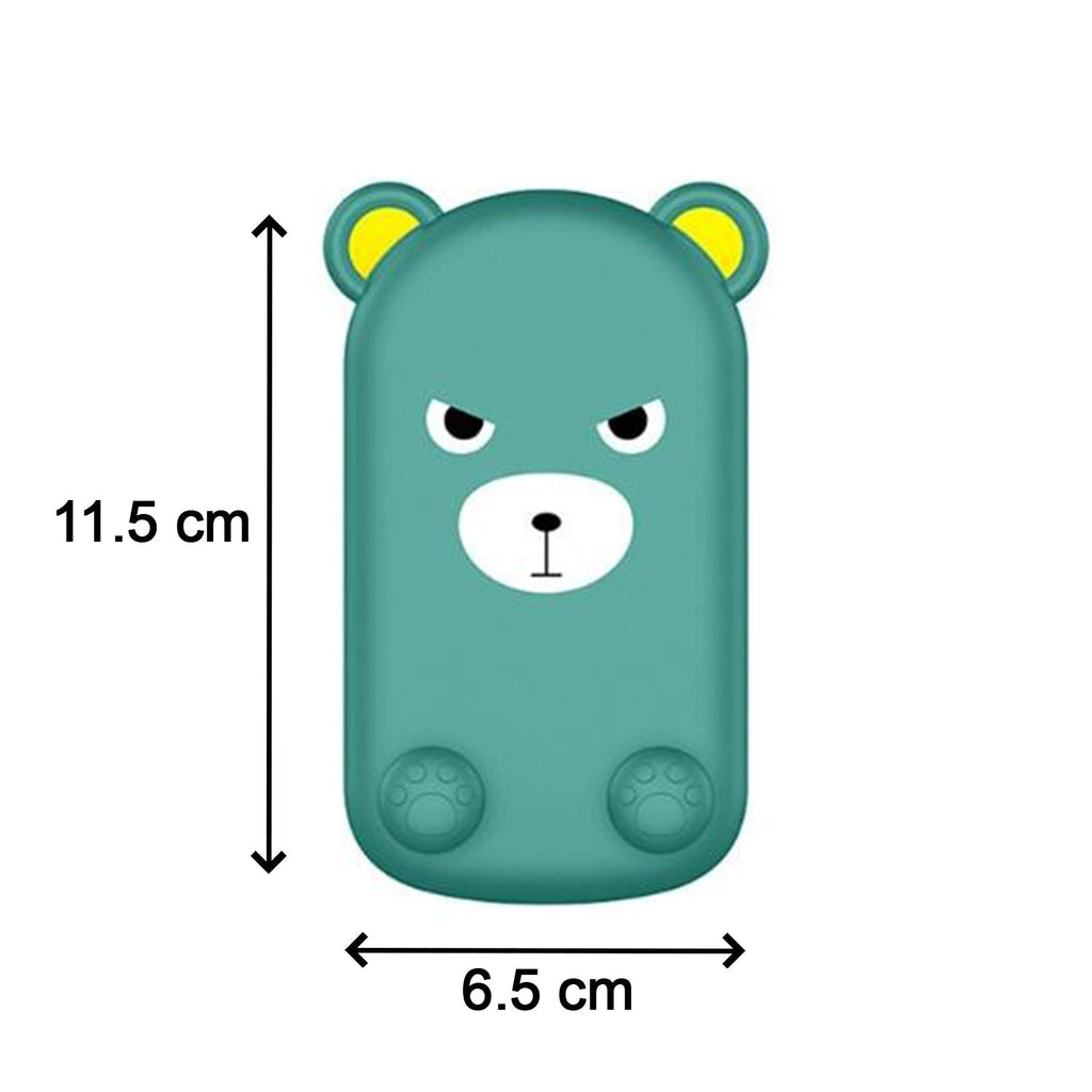 Side profile of the cartoon adjustable mobile stand, highlighting its compact foldable design.