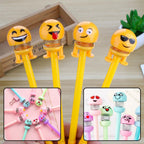 Fun emoji pen pencil set for kids, showcasing vibrant designs.