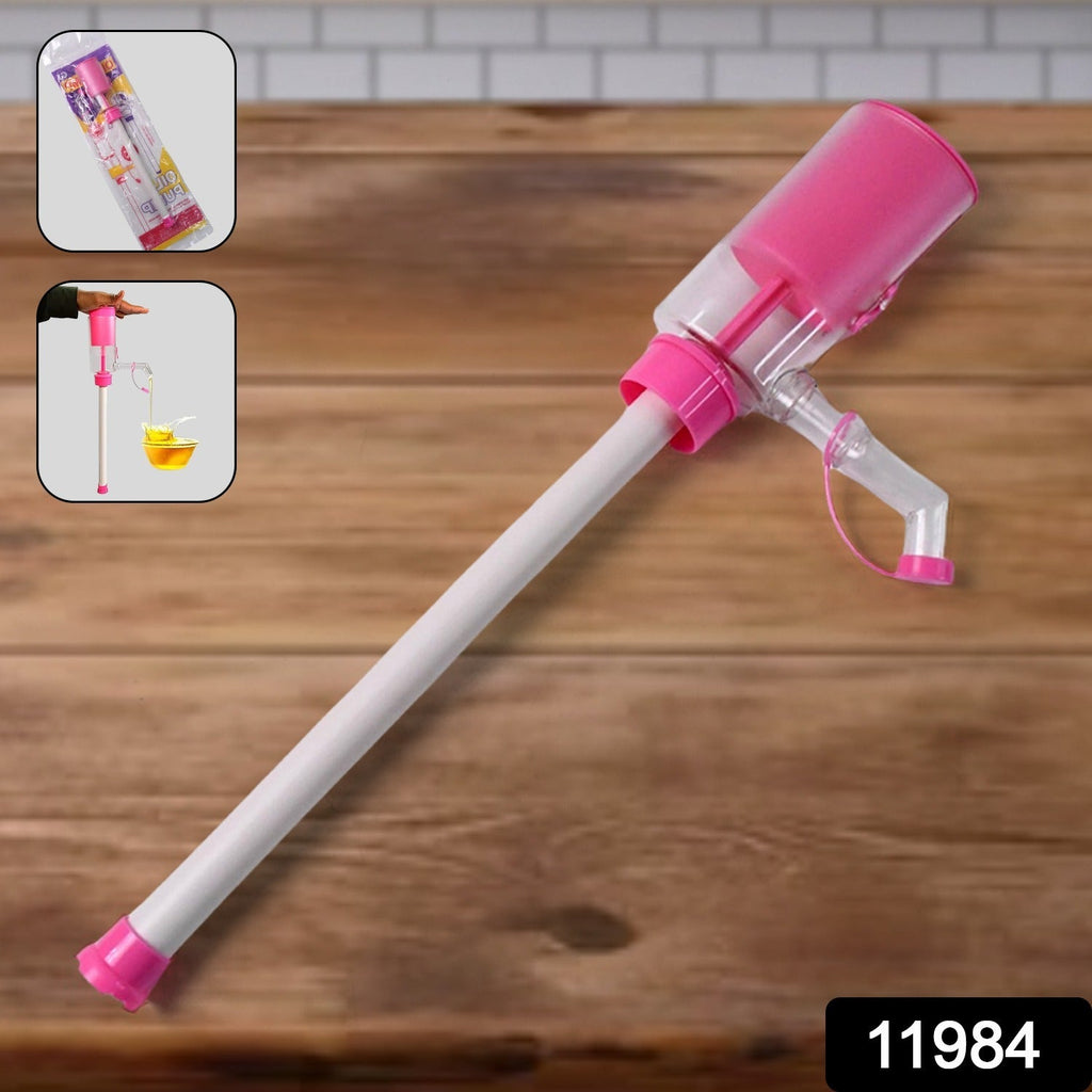 Close-up of plastic manual oil flow pump for kitchen use