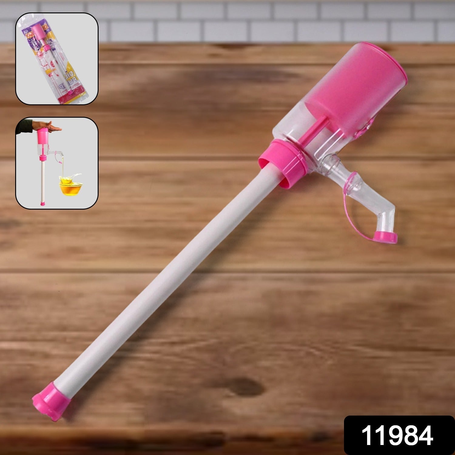 Close-up of plastic manual oil flow pump for kitchen use