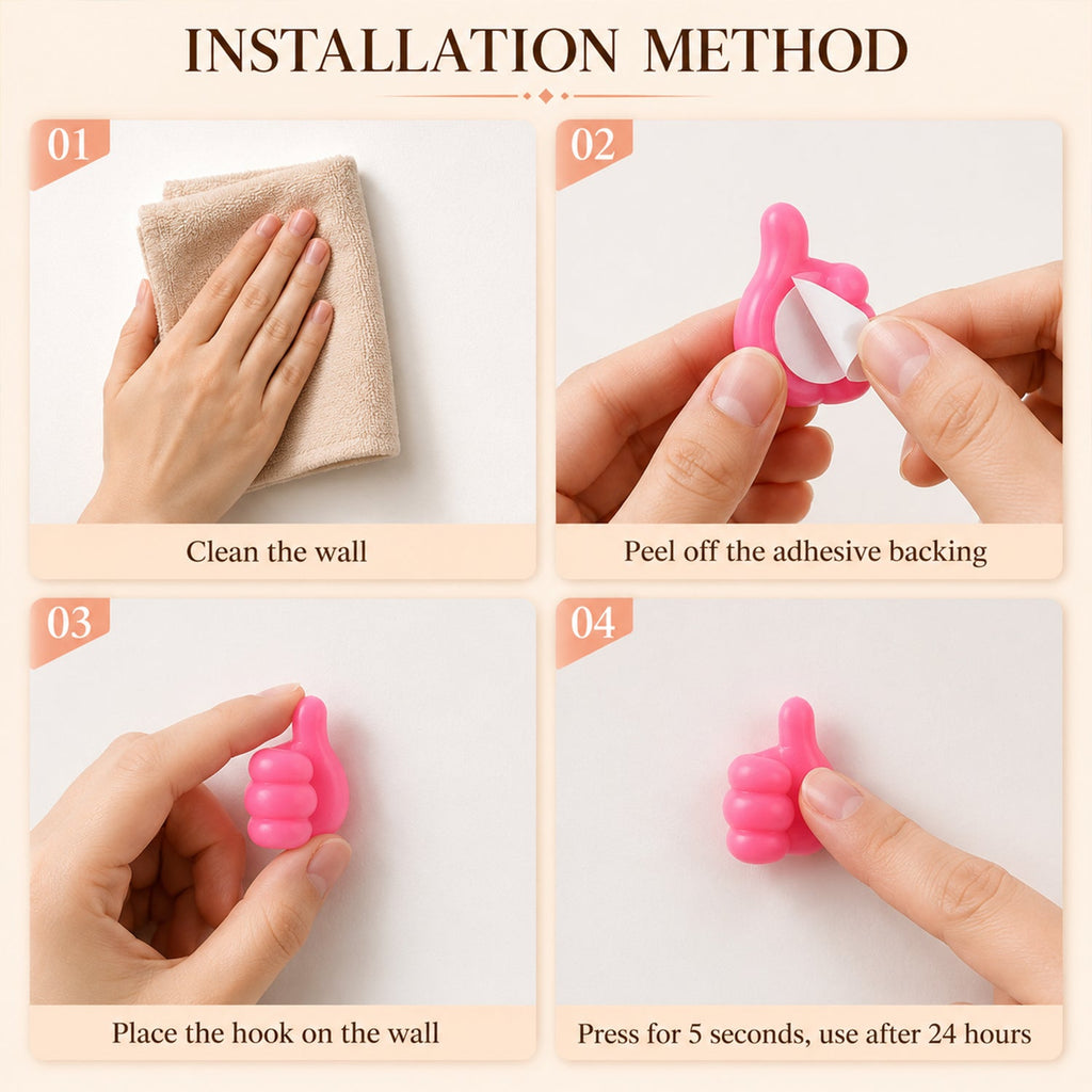 Installation steps for thumb cable holder Ñ peel and stick
