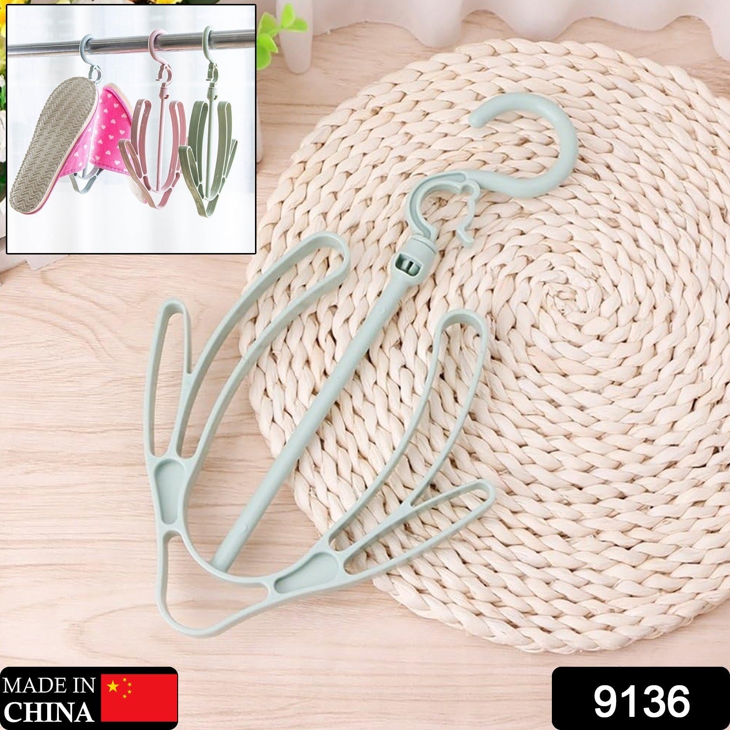 Space-saving PP plastic shoe drying hanger, ideal for closets and small spaces.