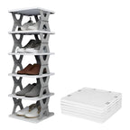 Organivo 6-layer foldable shoe rack, neatly packaged for delivery.