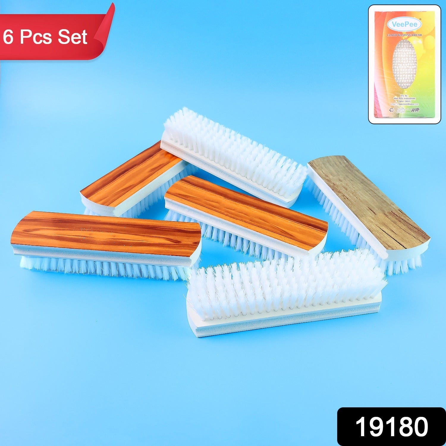 Veepee durable 6-piece cleaning brush combo for household and utility use