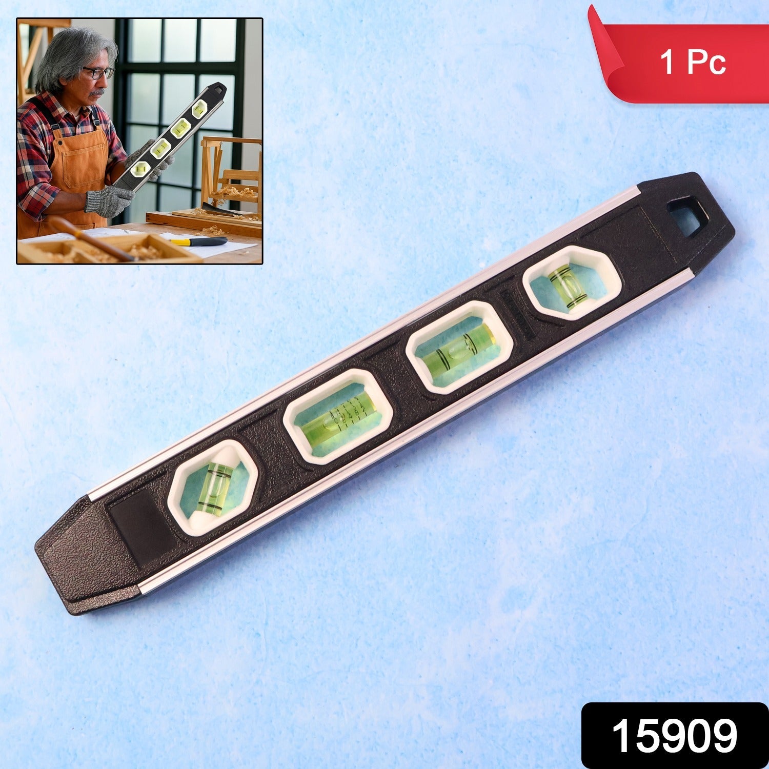 Professional aluminum spirit level with precision bubble vials for construction