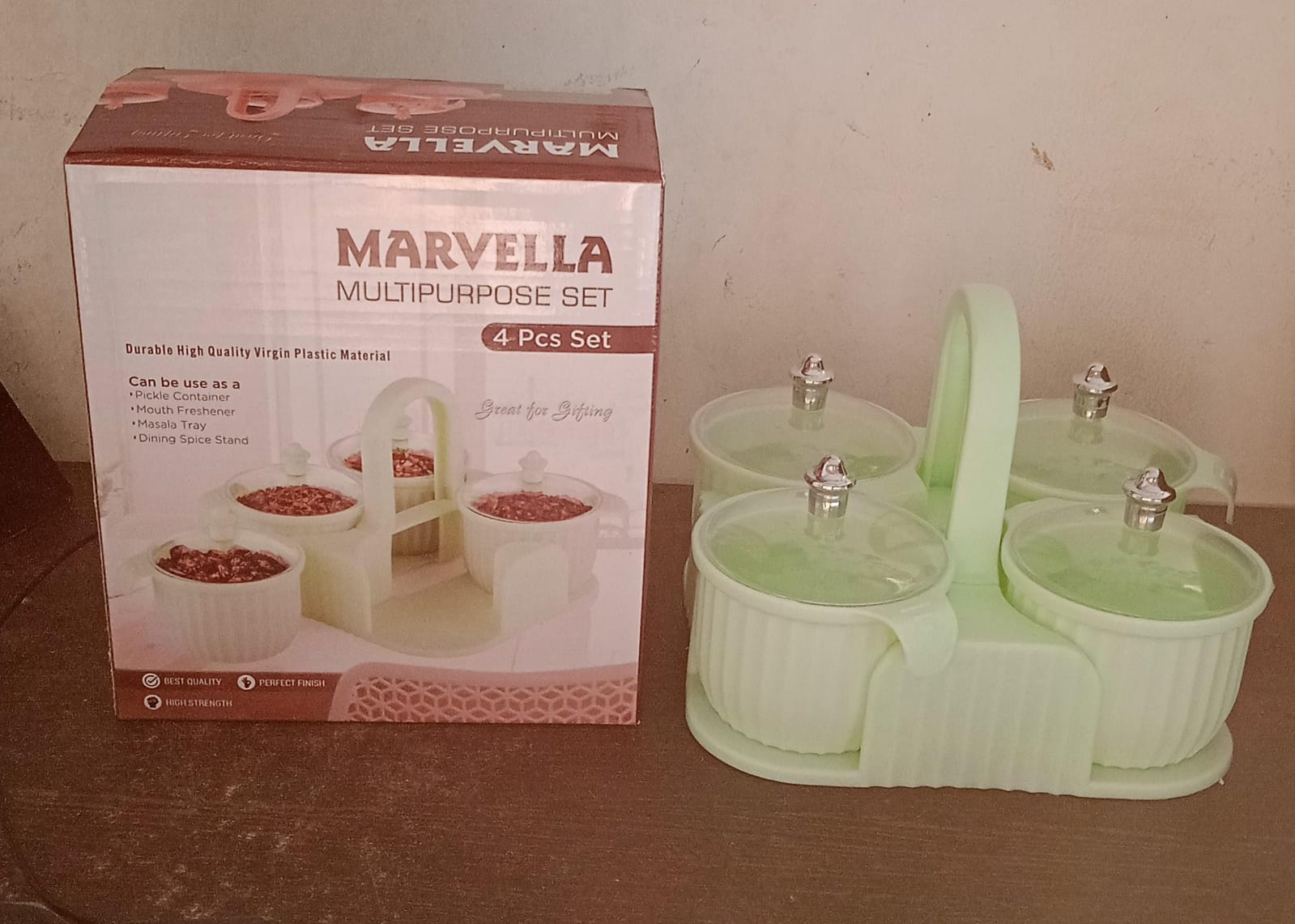 Multipurpose plastic storage containers suitable for kitchen and home use.