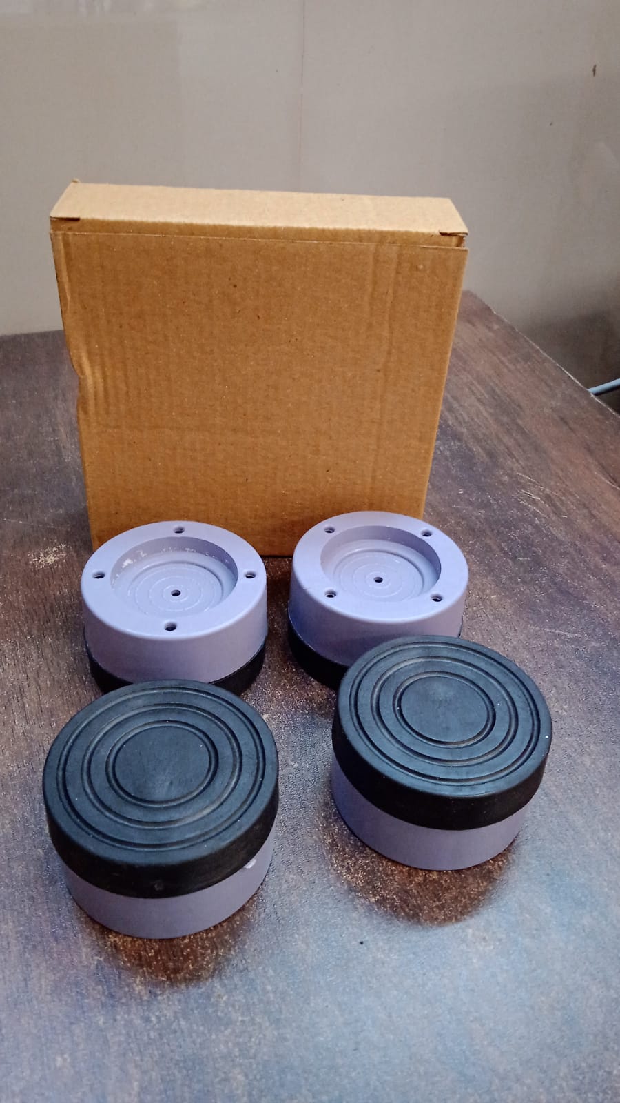 Close-up of rubber washing machine support pad for floor protection