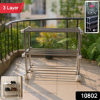 Compact 3-layer stainless steel shoe rack for multipurpose storage