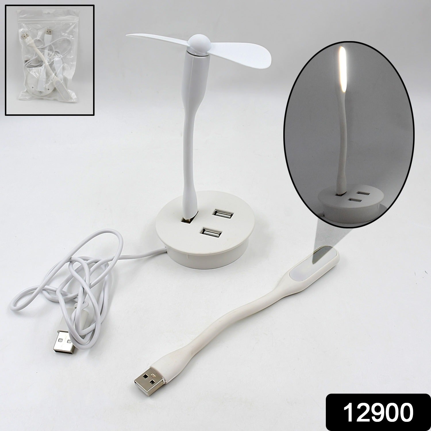 Bright LED USB light illuminating a keyboard for laptop use.