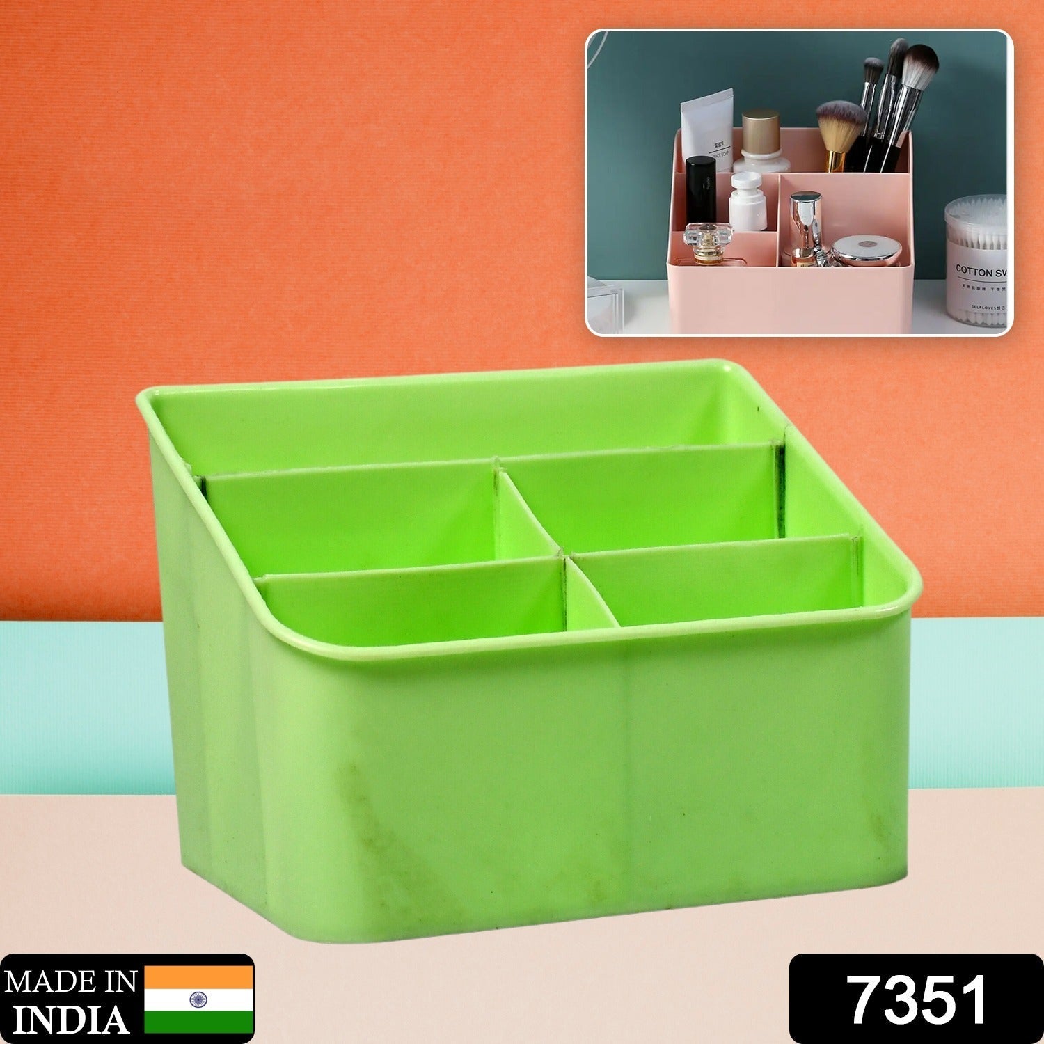 Transparent plastic storage box for space-saving organization in a living room.