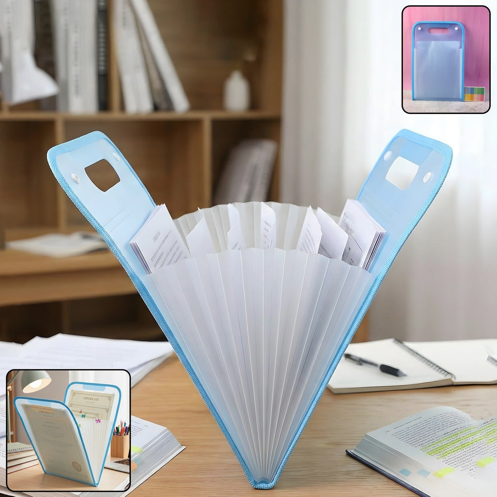 13 pocket document file folder with sturdy handle for easy carrying