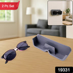 Premium sunglasses with UV protection paired with wall-mounted holder