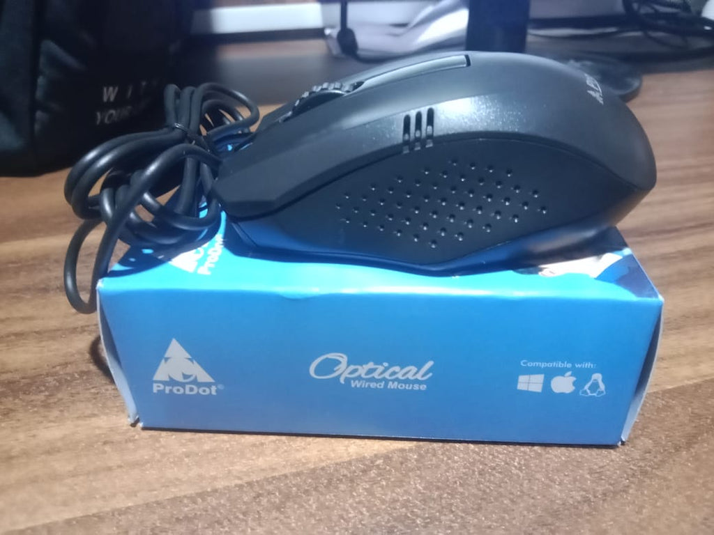 A generic image of the Compshop wired optical mouse, suitable for any computer setup.