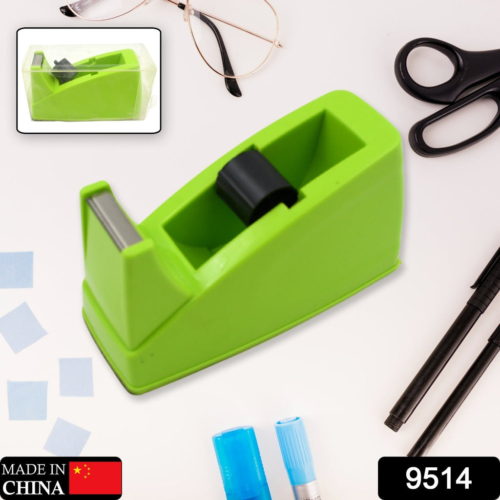 Side view of the ergonomic plastic tape dispenser, highlighting its comfortable grip.