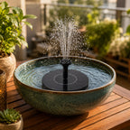 Solar water fountain on balcony garden for outdoor decoration