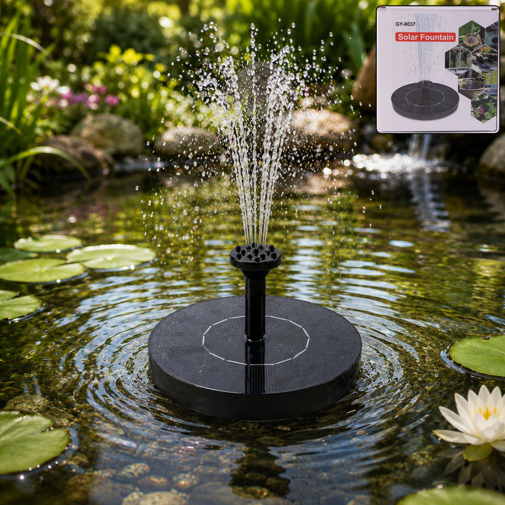 Main solar water fountain pump with nozzles for garden pond decoration