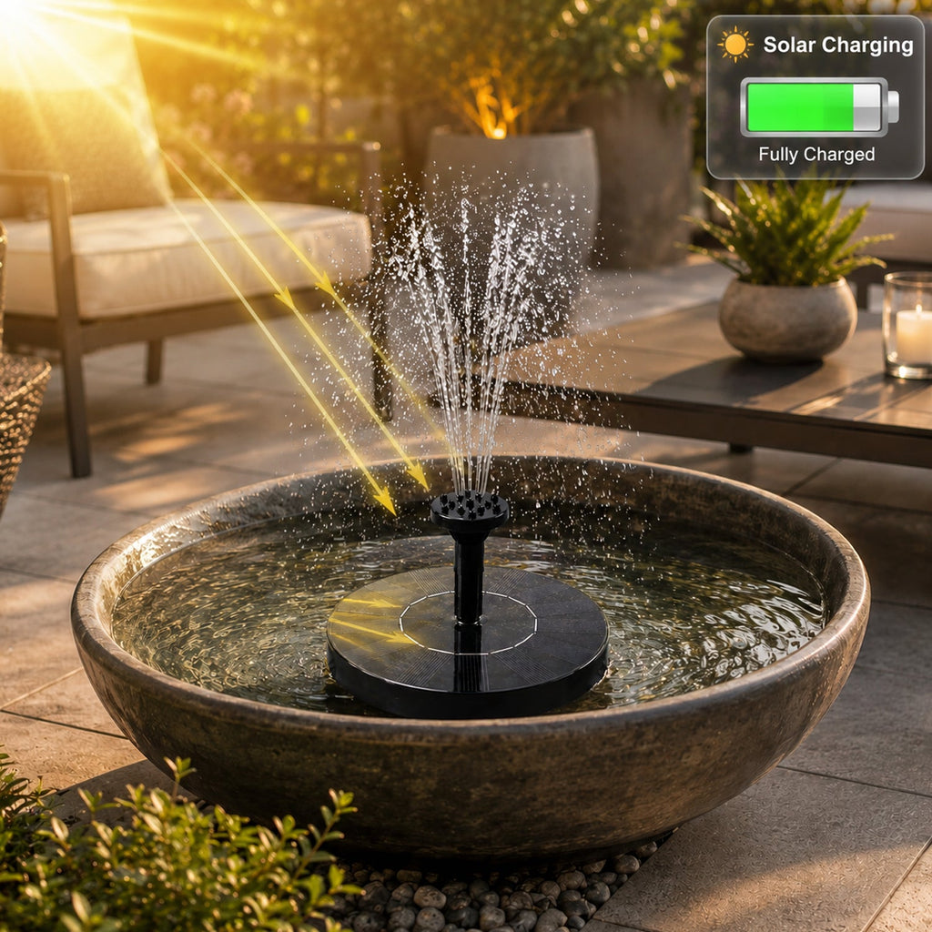 Solar charging illustration for solar fountain pump