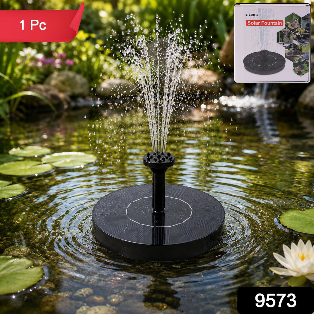 Solar fountain pump SKU 9573 placed in garden pond