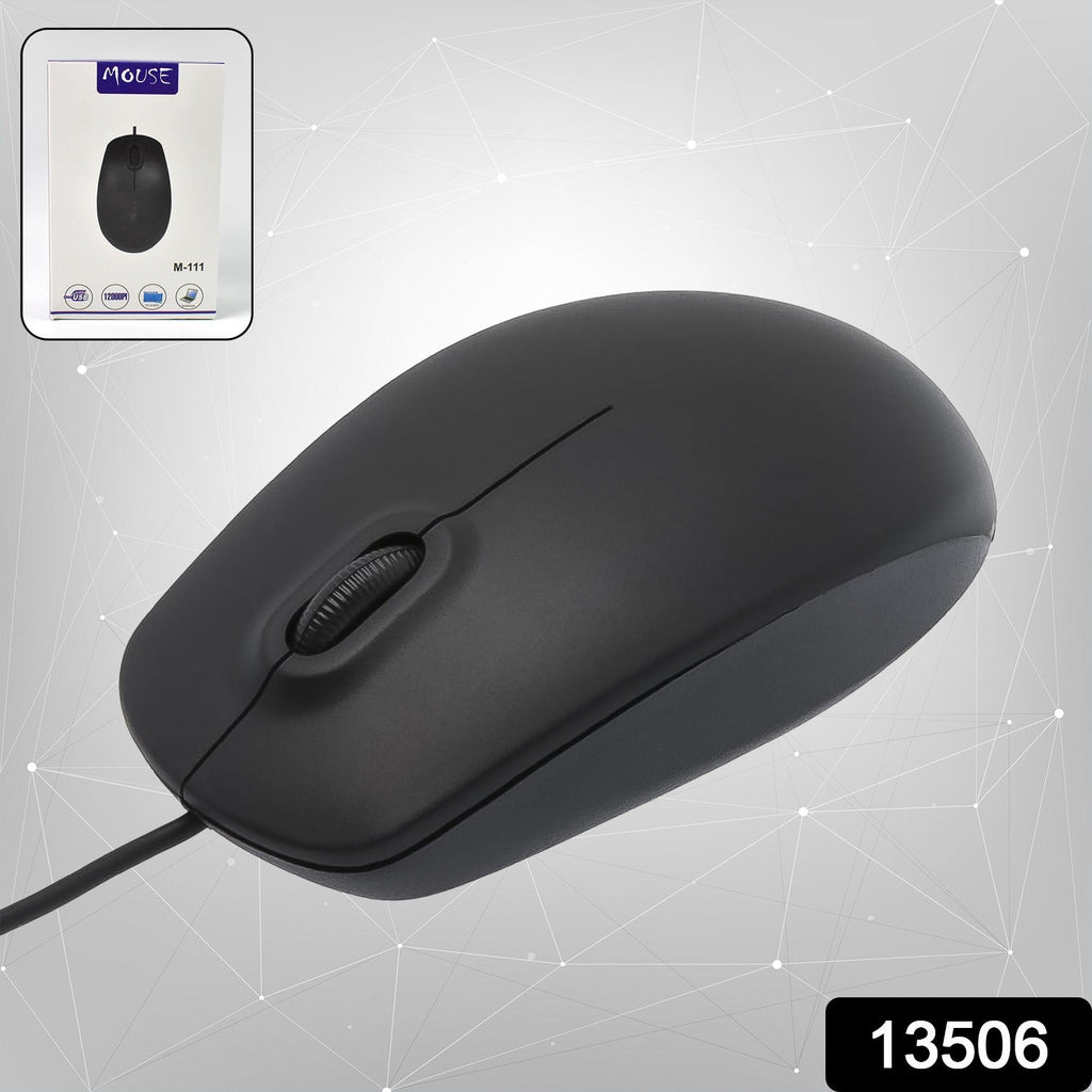 Ergonomic design of the Compshop M-111 Wired Optical Mouse, showing its comfortable grip.