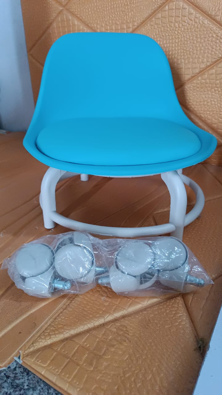 Durable polypropylene base and universal wheels of low rolling stool