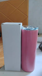 Multiple stainless steel travel mugs displayed for gifting option