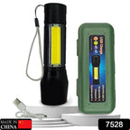 Infographic detailing features of the Indo Glow long range flashlight.