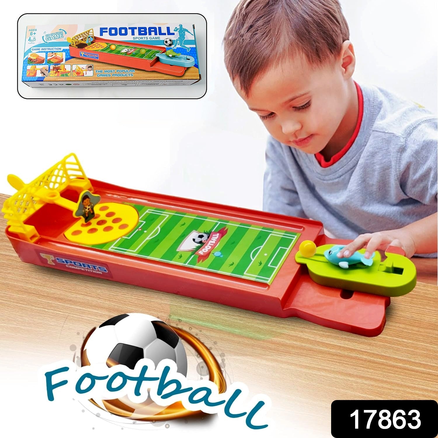 Close-up of the Finger Football Game field, showing the goal and player flicking mechanism.